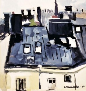 Utsikt mot gården Artillerigatan Stockholm 1960 /View to the Backyard